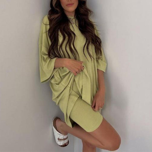 Summer Shorts Suit Fashion Loose Short-sleeved T-shirt And Slim Tight Pants Women's Clothing