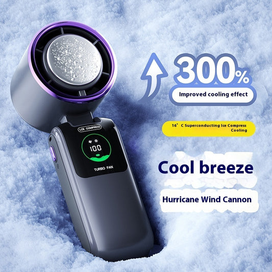 New Ice Pack High-Speed Handheld Eletirc Fan Speed Adjustable Folding Mini Fan Portable Outdoor Hanging Neck Small Fan