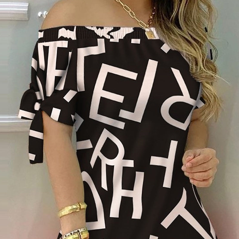 Womens Fashionable Off-Shoulder Slim Dress With Elegant Knot Detail Sexy Spring & Summer Evening Dress