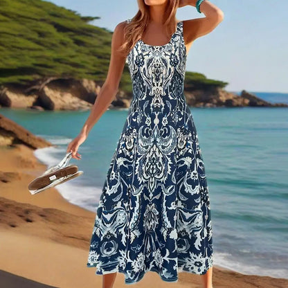 Women Floral Summer Maxi Dress Casual Beach Printed Sleeveless Boho Flowy Tank Sundress