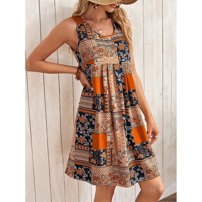 Women's Summer Dress Sleeveless Floral Boho Sundress Swimsuit Coverup Casual Loose Beach Vacation Tank Dresses