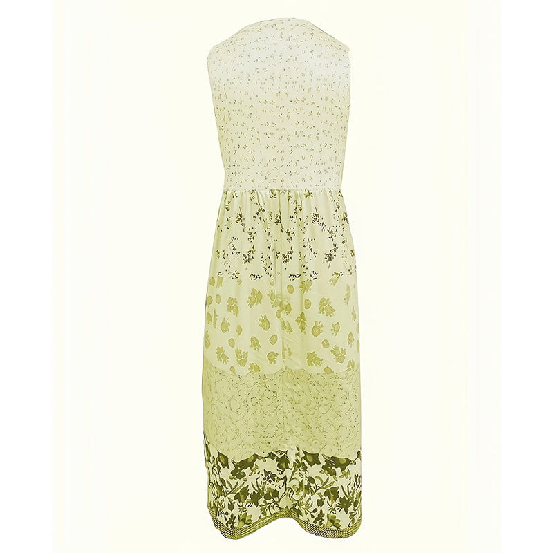 Women's Bohemian Floral Sleeveless Midi Dress Round Neck A-Line Summer Dress For Casual Or Dressy Occasions