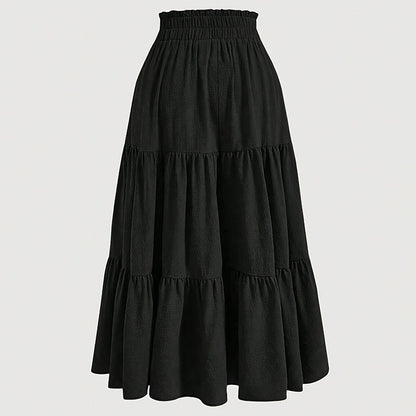 Women's Solid Color High-Waist Knot Detail Flowy Pleated Midi Skirt - Elegant A-Line Skirt For Spring Summer
