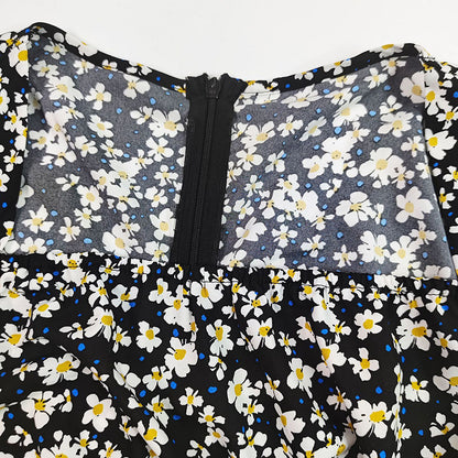 Women's Puff Sleeve Floral Midi Dress Elegant Square Neck Boho Side Split Dresses